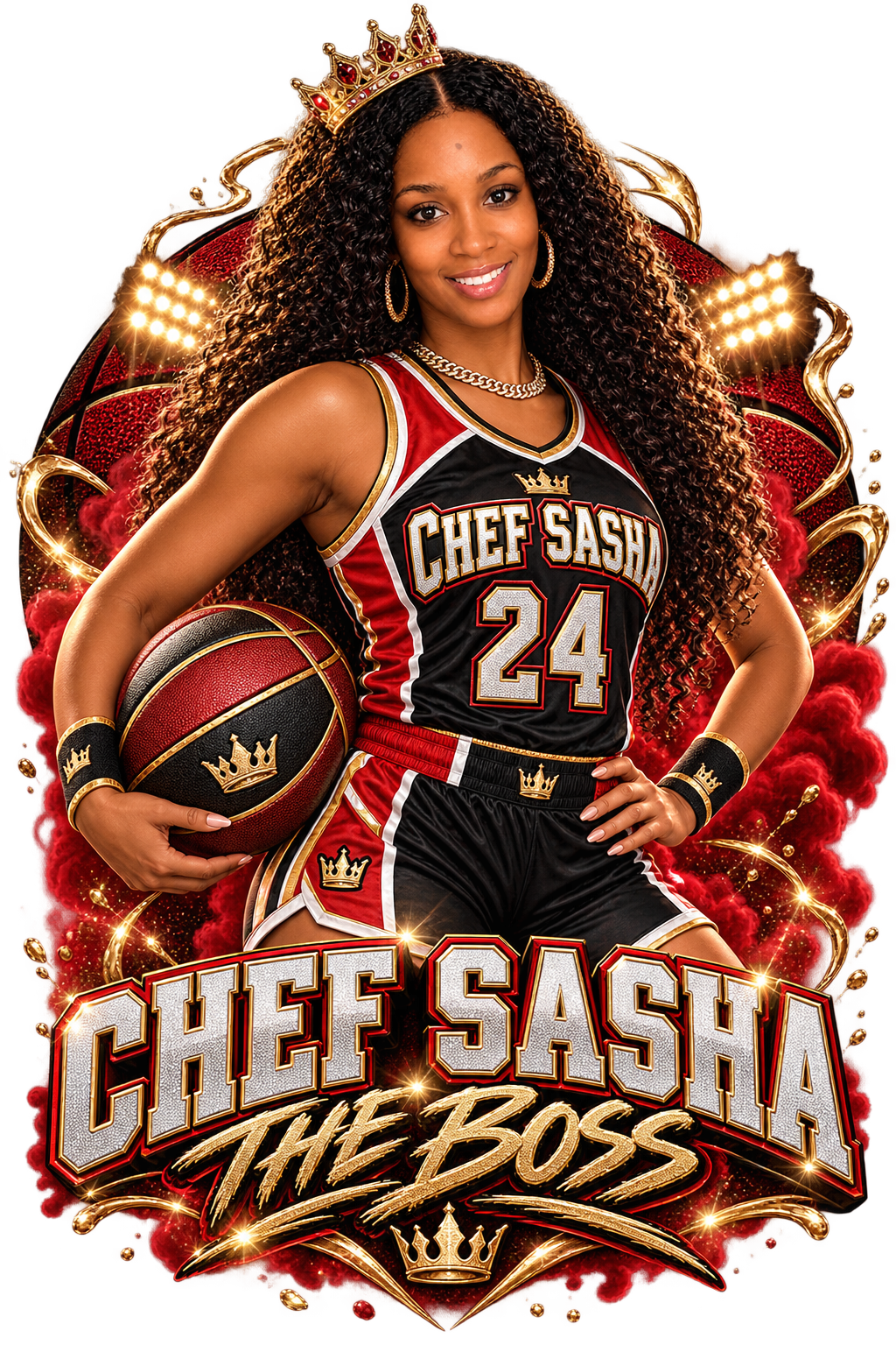 The Boss — red & black basketball featuring Chef Sasha The Boss